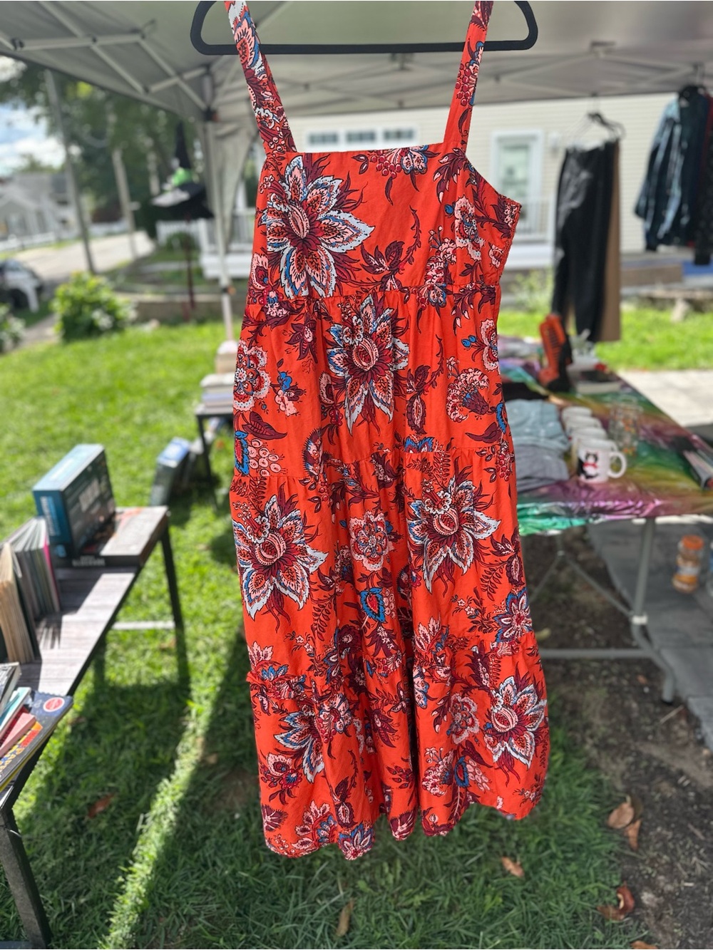 RHODE Red Floral Midi Sundress